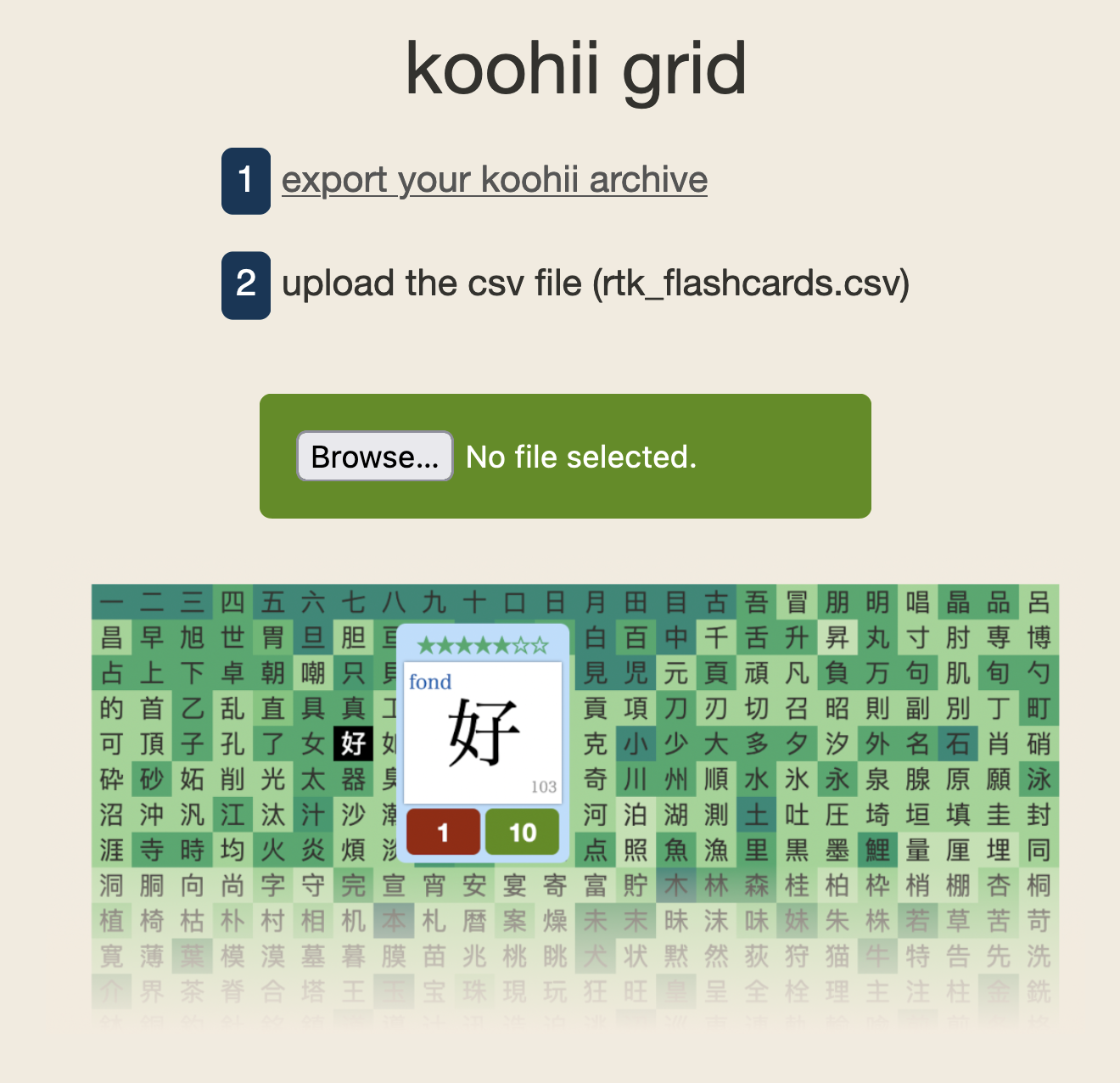 a Kanji Grid for Kanji Koohii : r/LearnJapanese